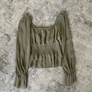 HYFVE olive green ruffle blouse